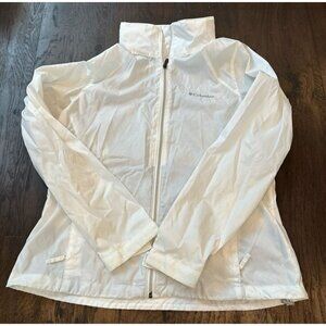 Columbia Jacket White Windbreaker Full Zip Lightweight Hooded Water Resistant